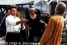 Anthony and David Carradine rehearse the fight